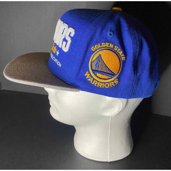 Adidas NBA Golden State Warriors Blue & Gold Embroidered Mens Snapback Hat - Picture 2 of 6